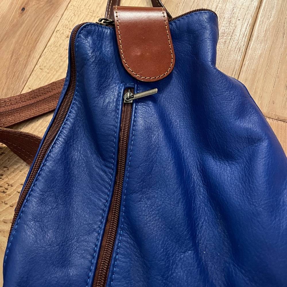 Blue Leather Backpack - image 2